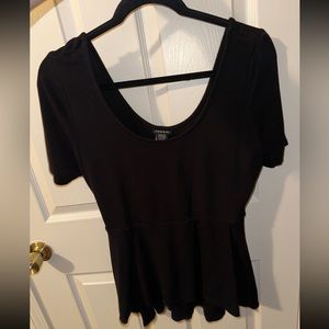 Torrid black scoop neck/back peplum blouse top size 00